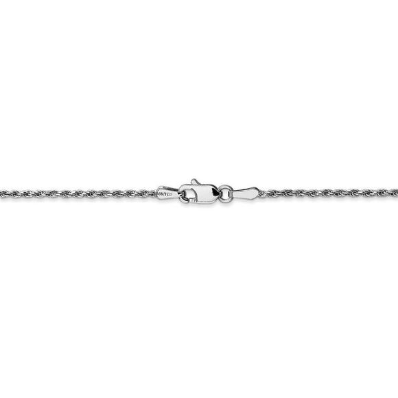 1.3mm, 14k White Gold, Diamond Cut Rope Chain Necklace, 18 Inch - Picture 4 of 8
